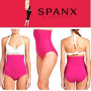 Spanx high rise swimsuit bottoms berry Fuschia purple pink Shapewear size 12